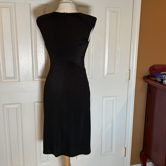 Anne Klein black dress with lace and sequin top and ruching SZ 6 - Picture 4 of 9